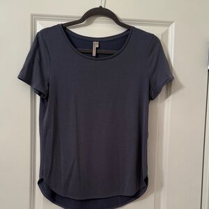 BR Women's Casual Sueded Short Sleeve Tops - Blue Sz XXS